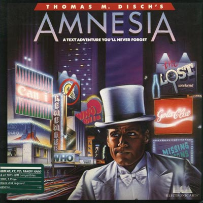 This is the game that made Tom Disch declare IF to be a dead art form. The box for the game Amnesia